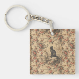 Llavero Toile Chinoiserie de Gato Rojo Damasco