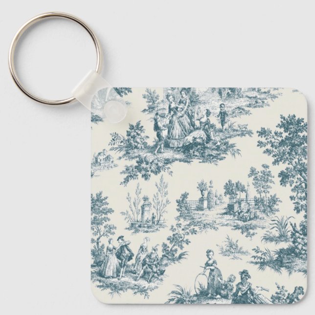 Llavero Toile de jouy sage verde elegante (Anverso)