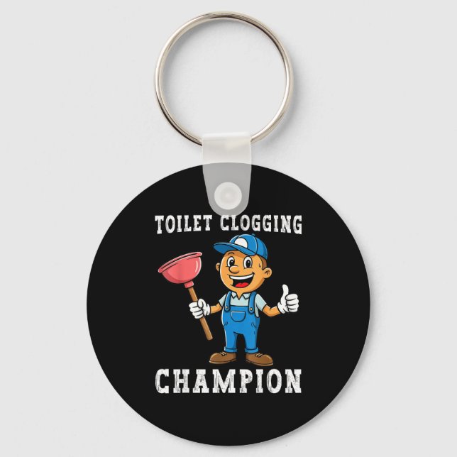 Llavero Toilet Clogging Chamon Funny Plumber Humor Joke Da (Anverso)