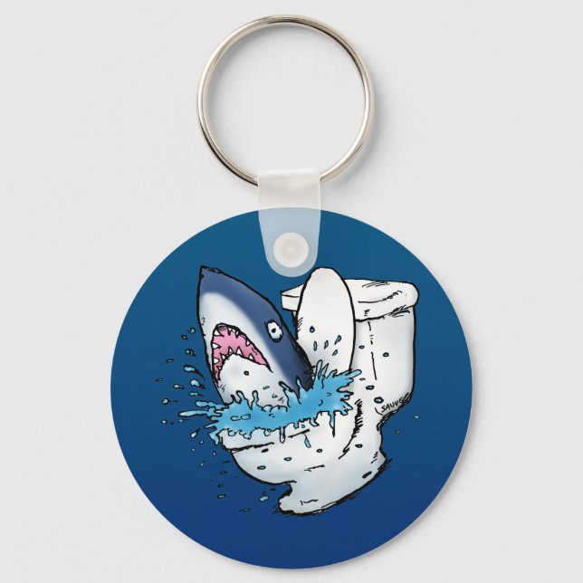 Llavero Toilet Shark Funny Blue Personalizado (Anverso)