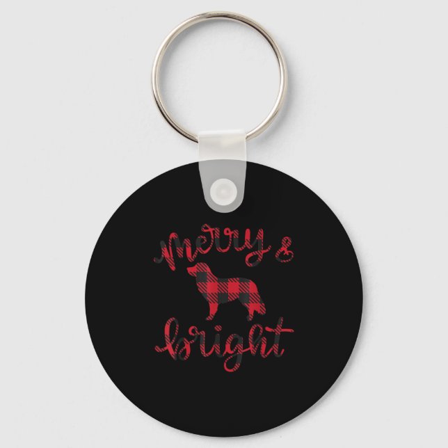 Llavero Toller Merry Christmas Buffalo Plaid Dog Cute For  (Anverso)