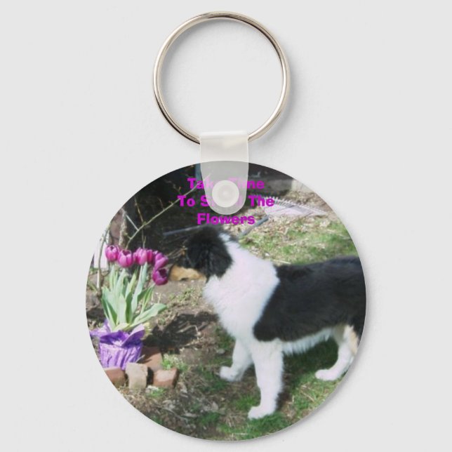 Llavero Tómate Tiempo Para Oler Las Flores (Anverso)