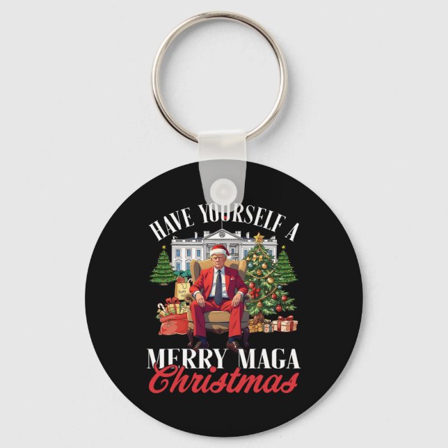 Llavero Tómate una Feliz Navidad Santa Funny Trump (Anverso)