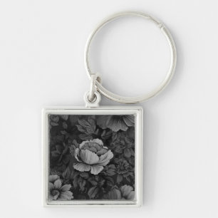 Llavero Tonos apagados de estampado floral gris
