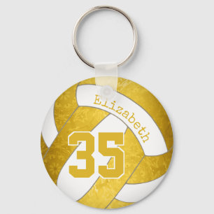 Llavero tonos de oro voleibol femenino personalizado