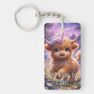 Llavero "Too Rare To Care" Vaca Highland Unicornio