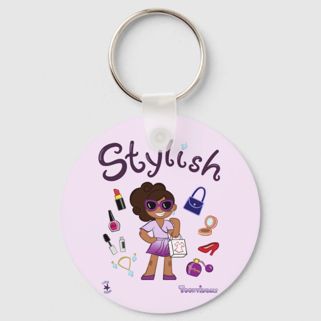 Llavero TOONVIDUALES Chica de modelo elegante 1 Keychain (Anverso)