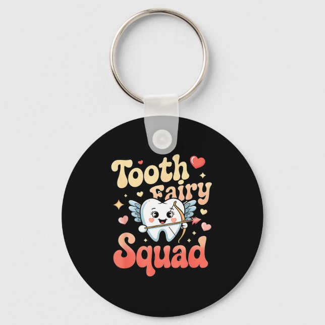 Llavero Tooth Fairy Squad Cute Cud Tooth Retro Dental Humo (Anverso)