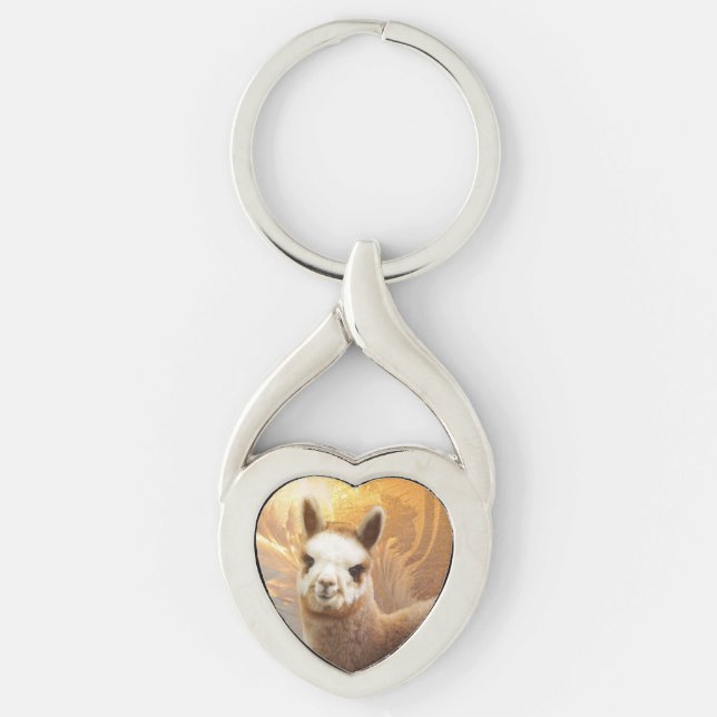 Llavero torcido oro del corazón de la alpaca (Anverso)