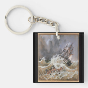 Llavero Tormenta de barcos alpinos en el mar de los años 1