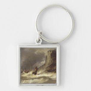 Llavero Tormenta en la costa en Etretat, Normandía, 1851