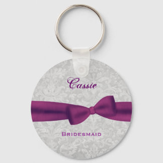 Llavero Tornillo de la dama de honor Plum Morple Bow Silve