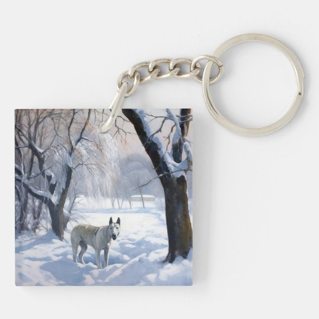 Llavero Toro Terrier deja que nieve Navidades (Atrás)