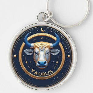 Llavero Toro Zodíaco Emblema de Toro con Anillo de Oro