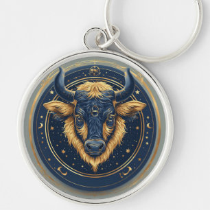 Llavero Toro Zodíaco Emblema de Toro con Anillo de Oro