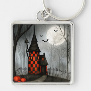 Llavero Torre de Halloween de damero gótico