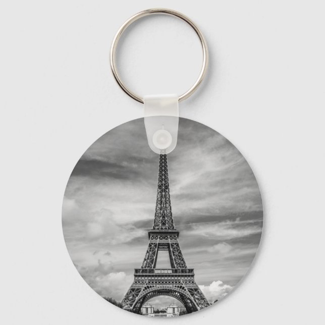 Llavero Torre Eiffel Blanco y Negro París Francia (Anverso)