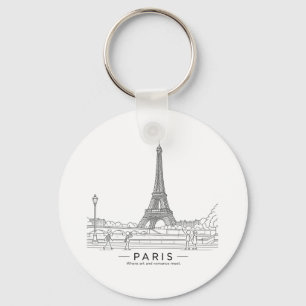 Llavero Torre Eiffel París Arte de Línea Arquitectónica