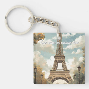 Llavero Torre Eiffel París Viaje Arte Retro Vintage Nombre