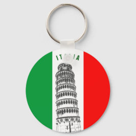Llavero Torre inclinada personalizada de Pisa y bandera it