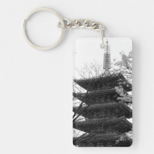 Llavero Torre japonesa negra y blanca