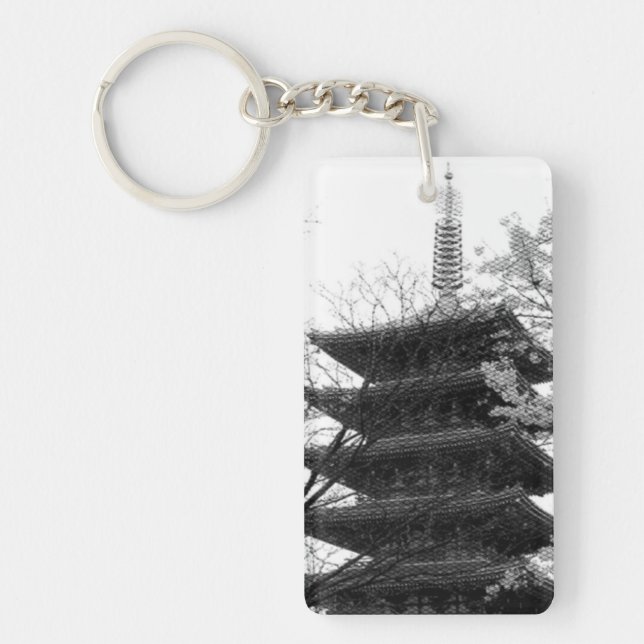 Llavero Torre japonesa negra y blanca (Frente)
