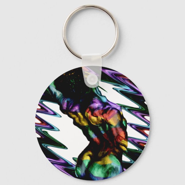 Llavero Torso masculino espalda Colores retro (Anverso)