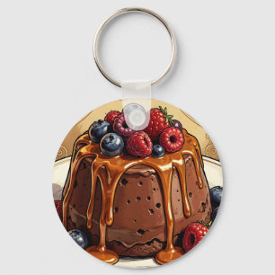 Llavero Torta de bayas de caramelo de chocolate decadente