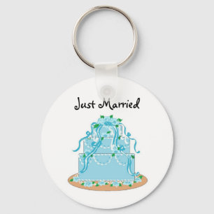 Llavero Torta de boda azul elegante - Recién casados