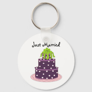 Llavero Torta de boda morada elegante - Recién casados