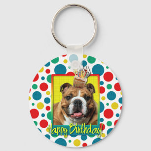 Llavero Torta de cumpleaños - Bulldog - oscuro