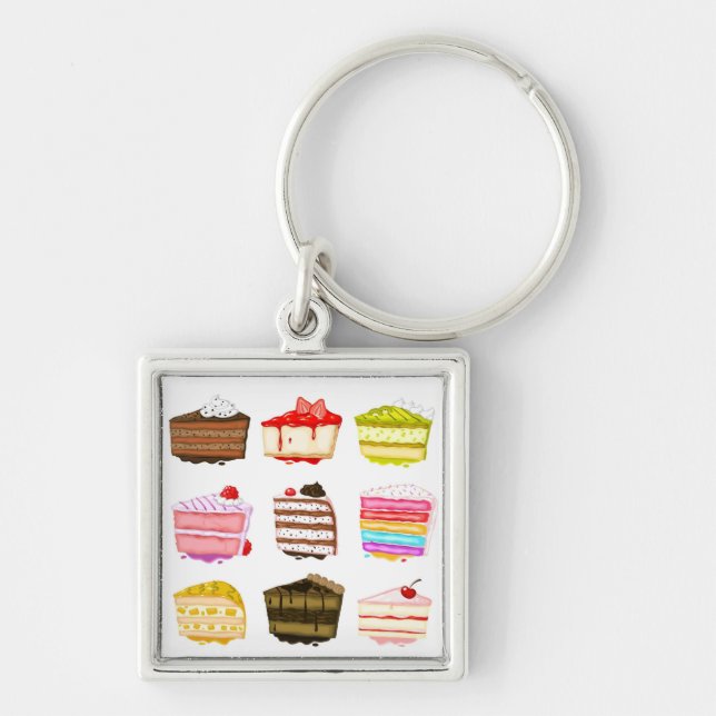 Llavero Torta de cumpleaños con crema de colores (Frente)