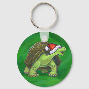 Llavero Tortoise en Santa Hat en Green