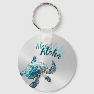 Llavero Tortuga 3D Aloha Plata