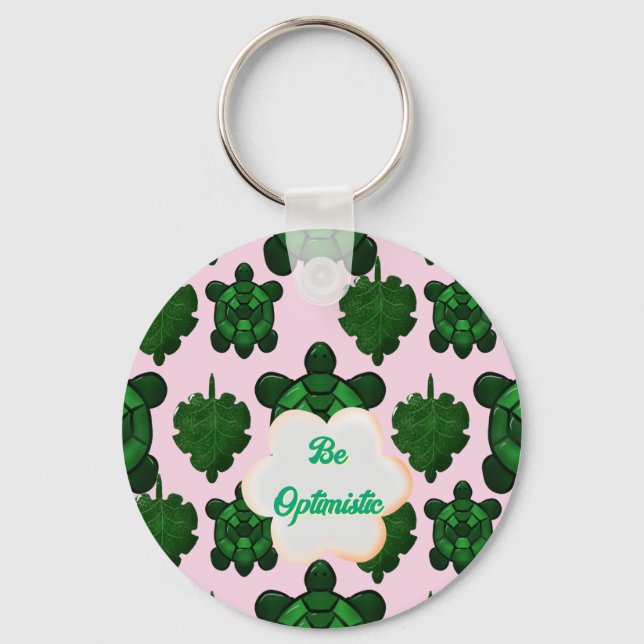 Llavero Tortuga Adorable Deja Patrón Continuo, Tropical  (Anverso)