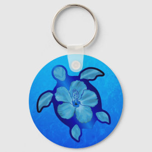 Llavero Tortuga azul honu e hibiscus