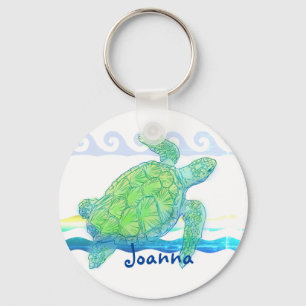 Llavero Tortuga azul y verde del mar