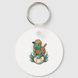 Llavero Tortuga de béisbol grabado vintage diseño gráfico_
