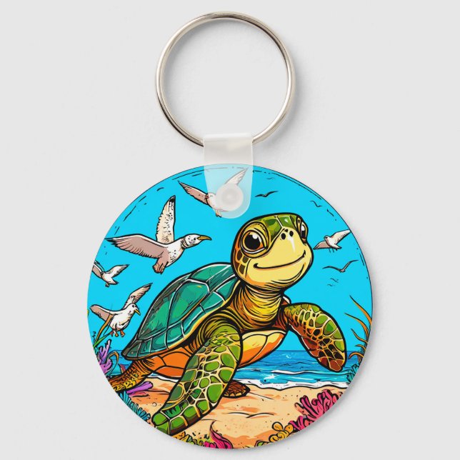 Llavero Tortuga de dibujos animados (Anverso)