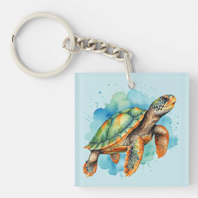 Llavero Tortuga de pintura suave (Frente)