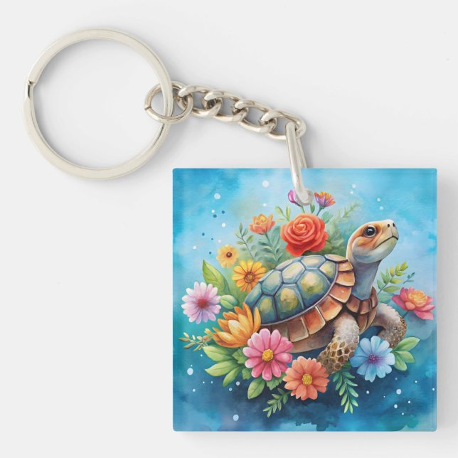 Llavero Tortuga floral (Frente)