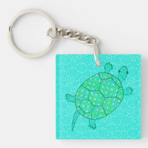 Llavero Tortuga giratoria árabe - tonos verde marino