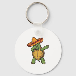 Llavero Tortuga haciendo dabbing Sombrero Diseño Vector Vi