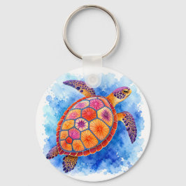 Llavero Tortuga marina colorida bajo el agua del océano