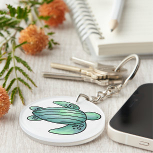 Llavero tortuga marina pintada de color azul personalizado