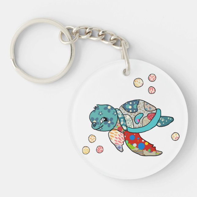 Llavero tortuga multicolor de agua (Frente)