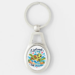Llavero Tortuga Oceánica Adorable Abrazo Diseño Oceánico
