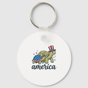 Llavero Tortuga Patriótica América Diseño de Grabado Vinta