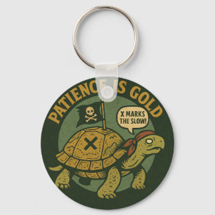 Llavero Tortuga Pirata Divertida Paciencia Oro