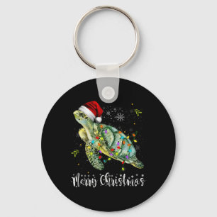 Llavero Tortuga Santa Hat Feliz Navidad Luces navideñas Fi